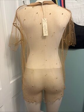 Endless Blu Sheer Gold Beaded Camisole